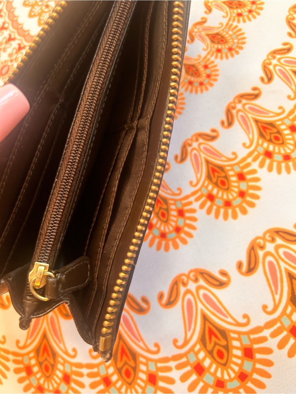 Coach Brown Signature Zip-Around Wallet - Picture 5 of 8
